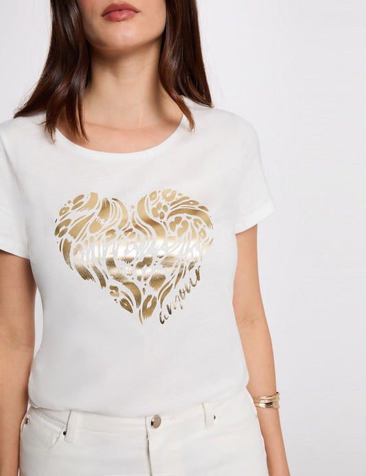 T-shirt met Print en Korte Mouwen