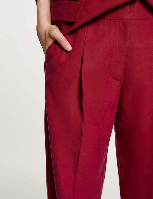 Hoge Taille Carrot Broek met Plooien