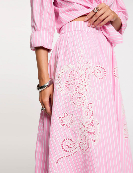 Lange Uitlopende Rok met Hoge Taille