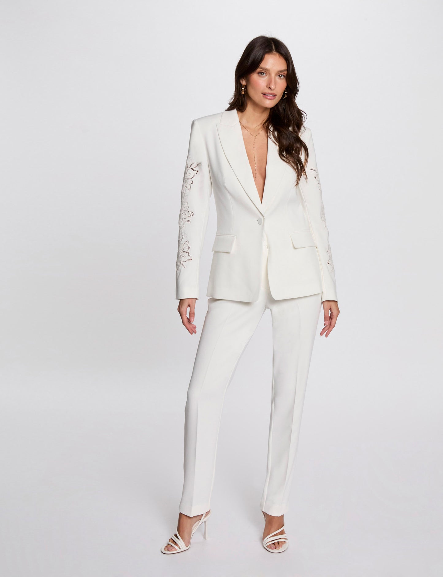 Elegante pantalon met rechte pijpen - helder wit