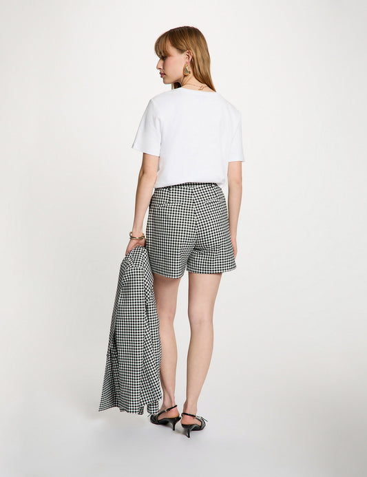 Short met Vichyruit en Hoge Taille