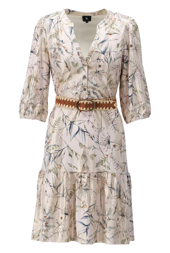 K-Design - Jurk, bloemen print & RIEM (W304)