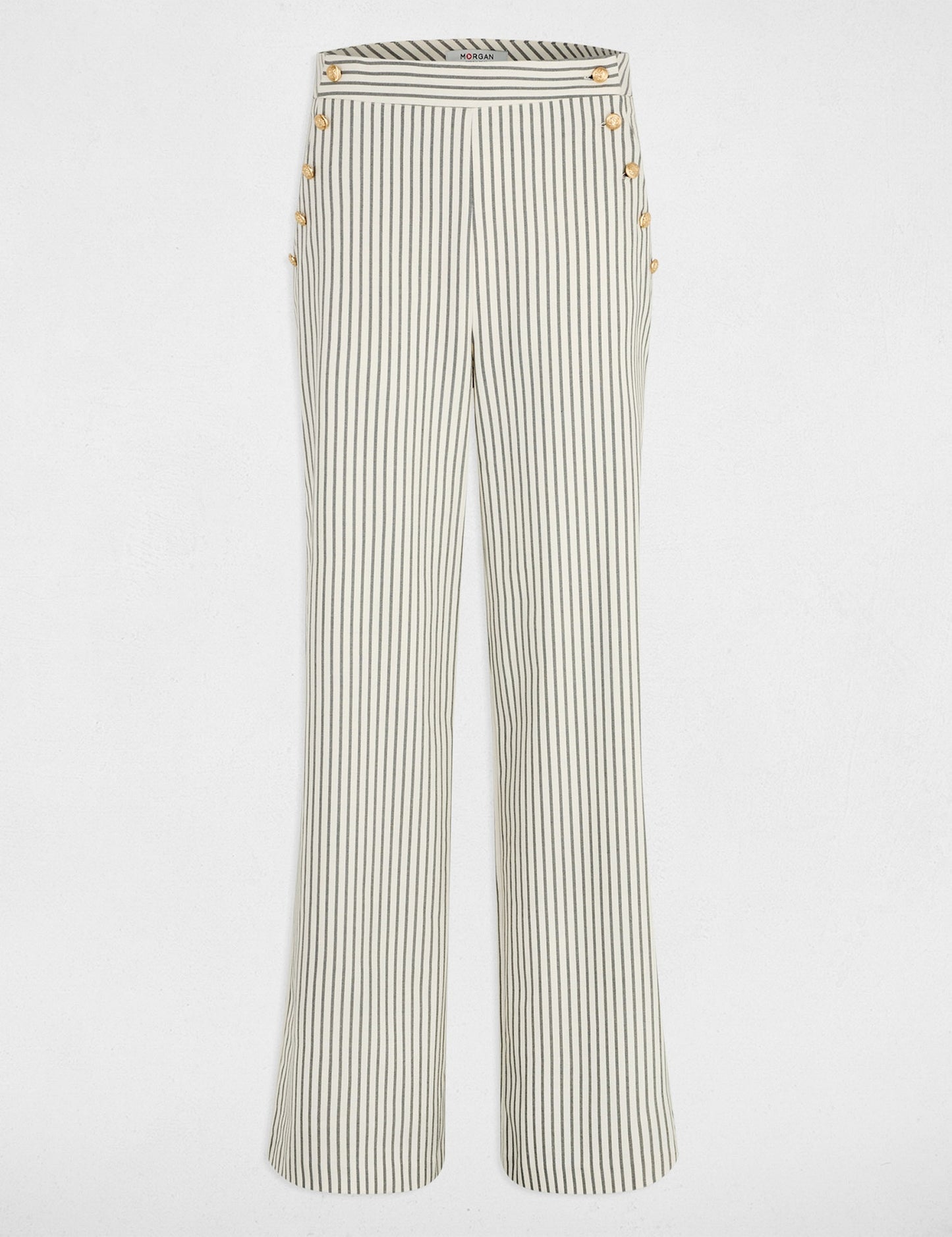 Gestreeepte Broek met Wijde Pijpen en Hoge Taille