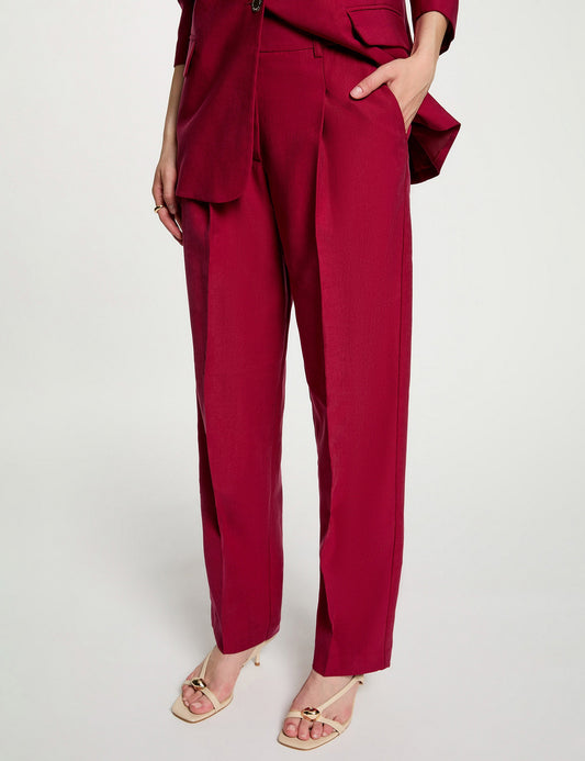 Hoge Taille Carrot Broek met Plooien