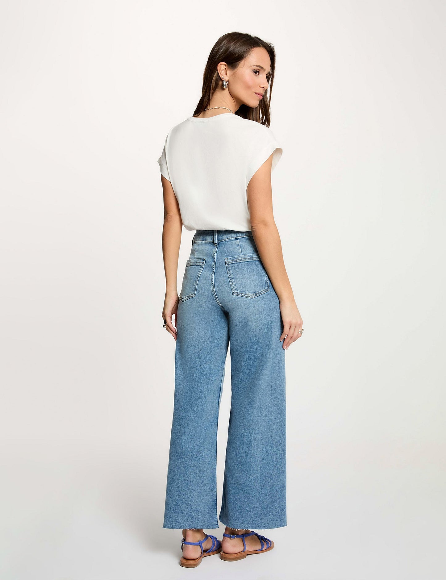 Wijde Pijpen Jeans met Hoge Taille