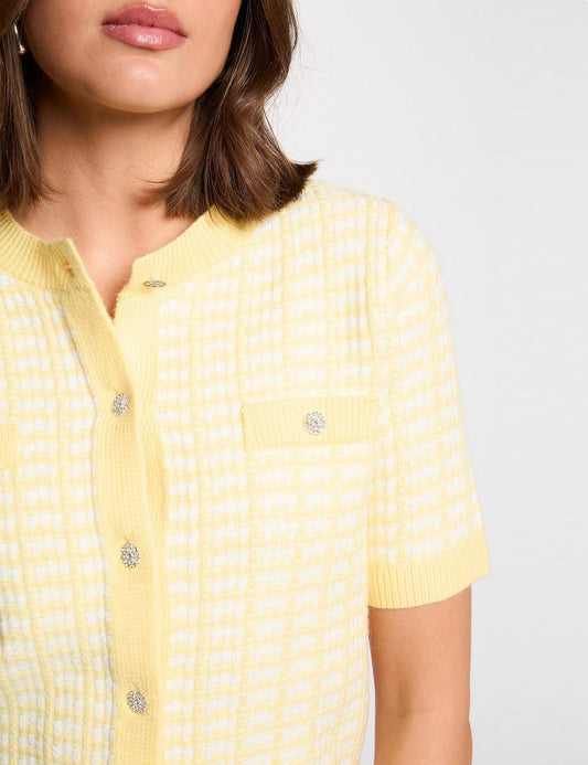 Kort Vest met Jacquard Print