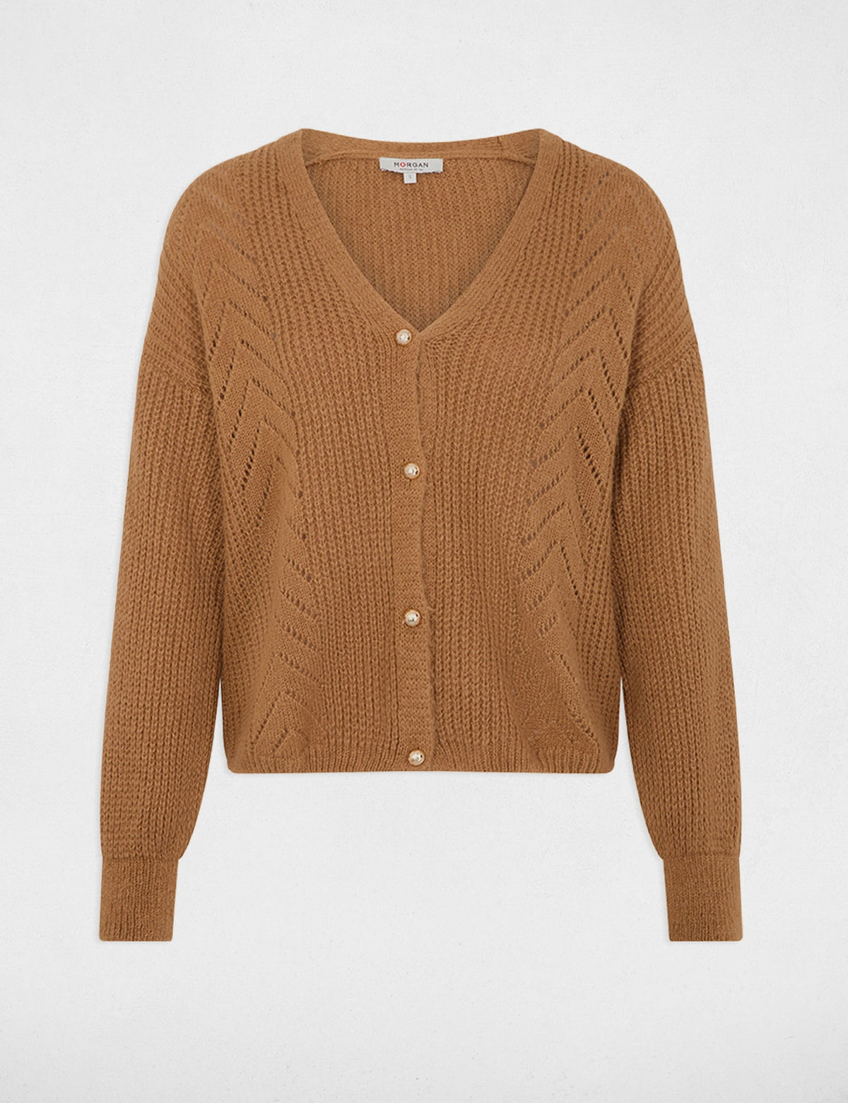 V-hals Cardigan met Wollige Textuur
