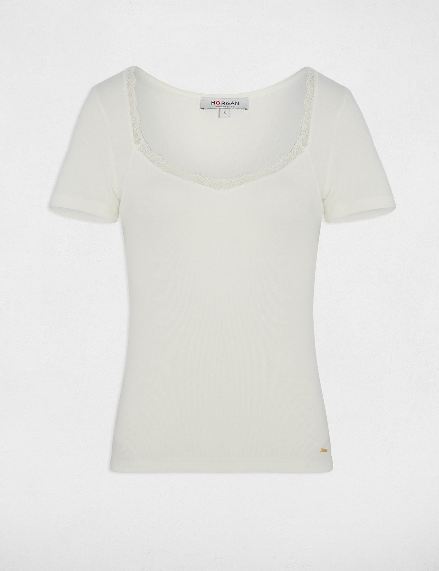 Getailleerd T-shirt met Hartvormige Halslijn