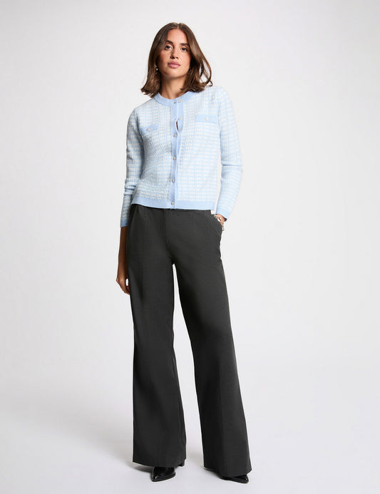 Getailleerd Jacquard Vest met Sierknopen