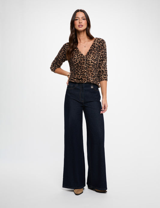 Vest met V-hals en Luipaardprint
