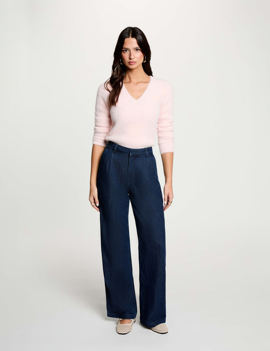 Trui met V-hals en Knoopdetails