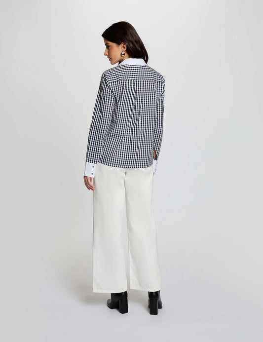 Geruit Blouse met Contrastkraag