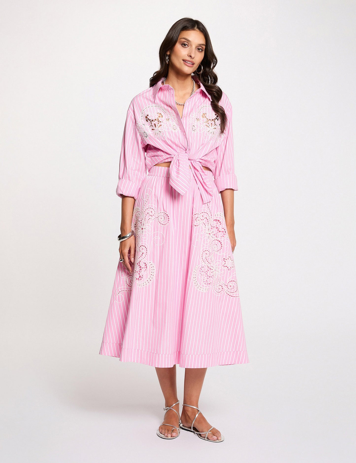 Oversized Gestreepte Blouse met Knoopdetail