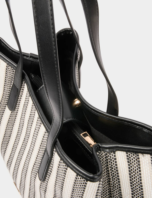 Gestreepte Tote Bag met Kettingdetails