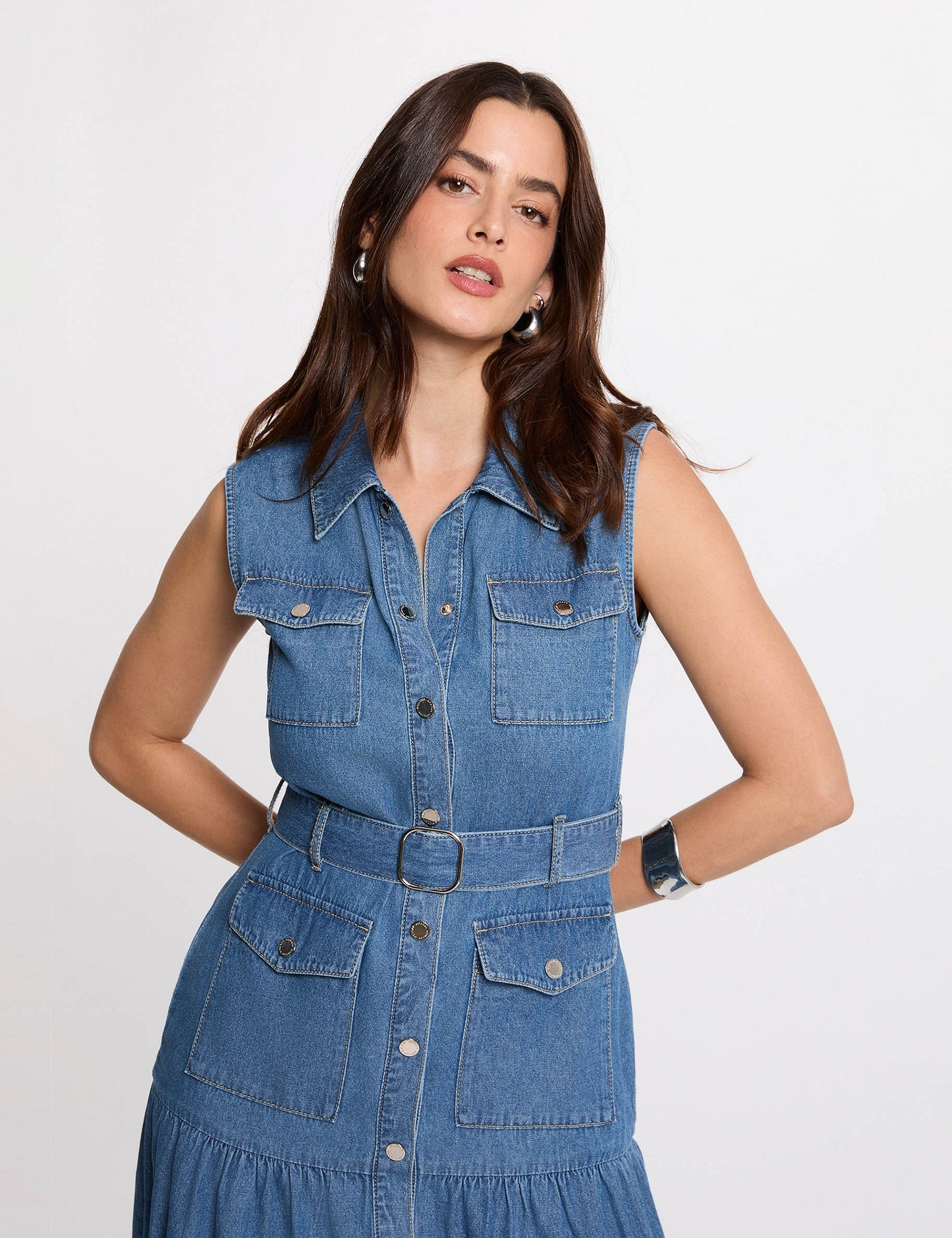 Maxi Denim Jurk met Rechte Pasvorm