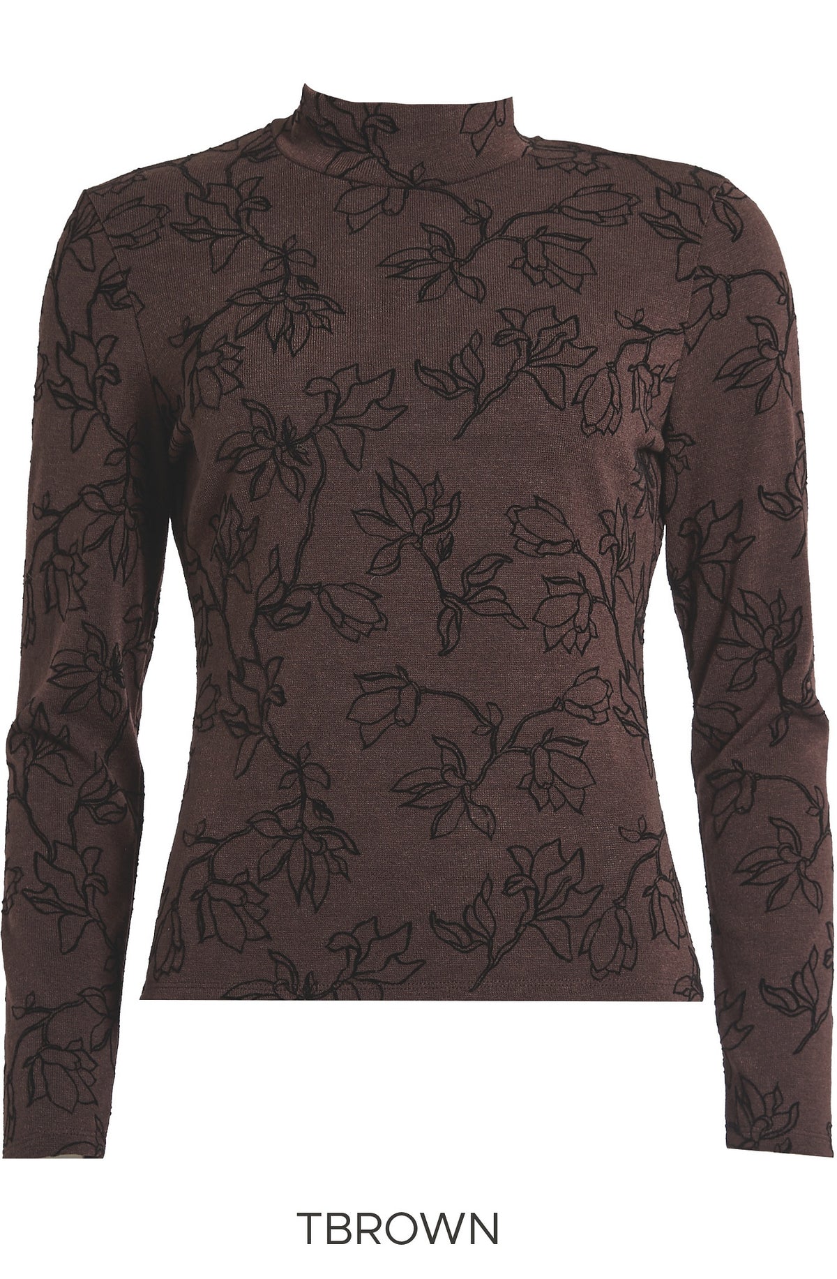 T-shirt met Bloemenjacquard en Opstaande Kraag