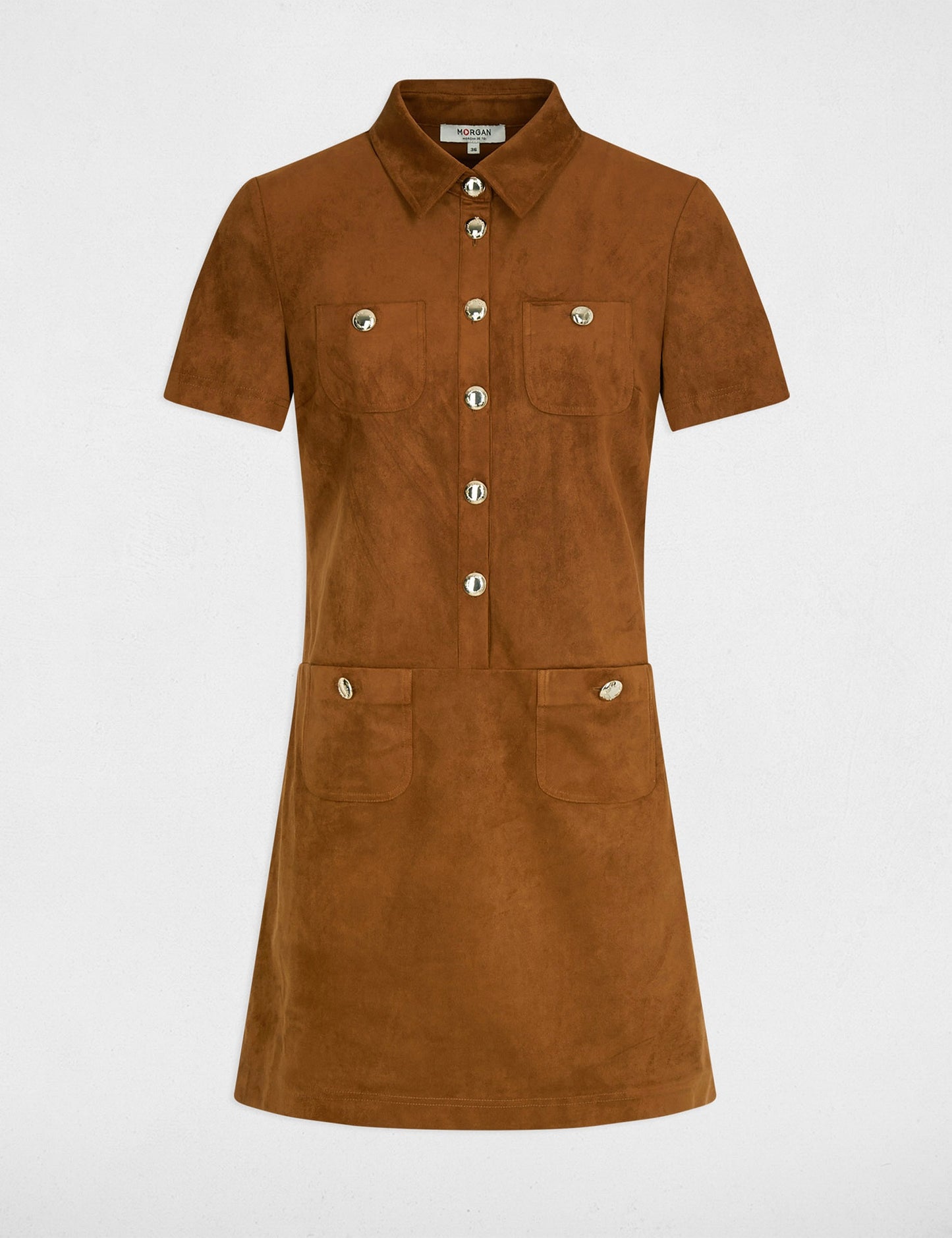 Korte Suède Look Jurk met Overslag