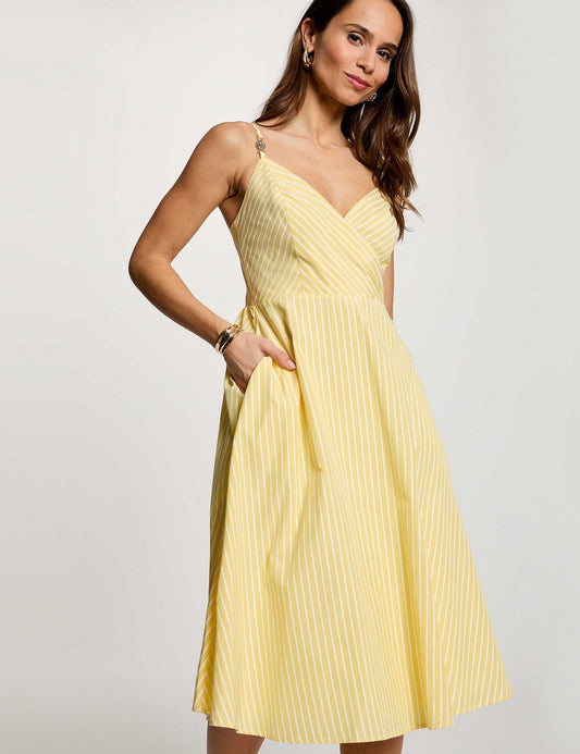 Gestreepte Wikkeljurk met 3/4 Mouwen