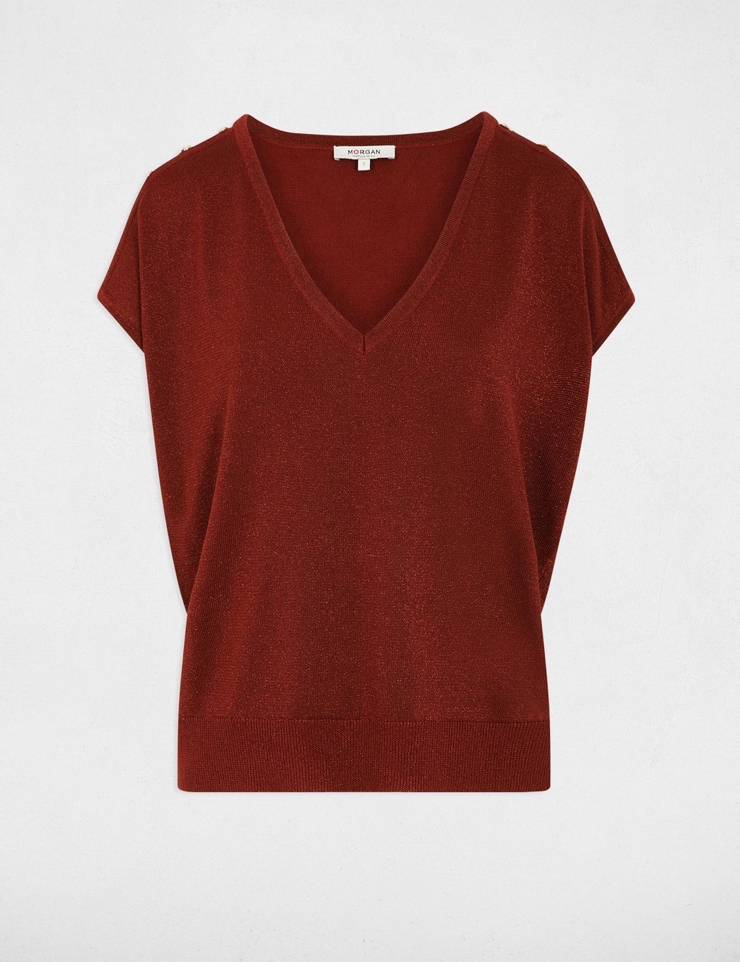 Oversized V-Hals Trui met Korte Mouwen
