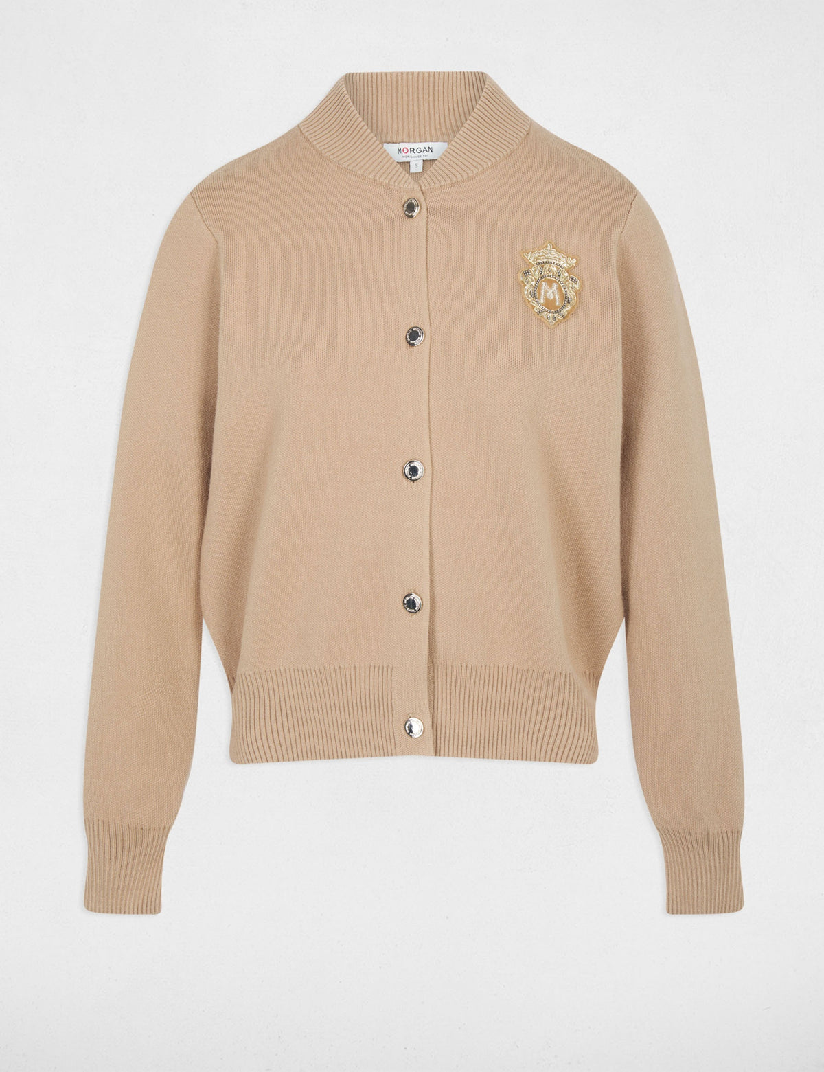 Cropped Trui met Hoge Teddykraag en Borduurwerk