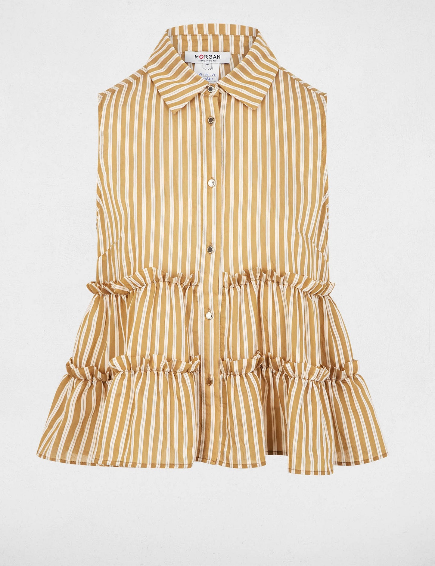 Mouwloze Gestreepte Blouse met Ruches