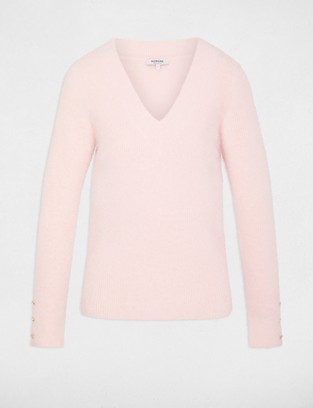 Trui met V-hals en Knoopdetails
