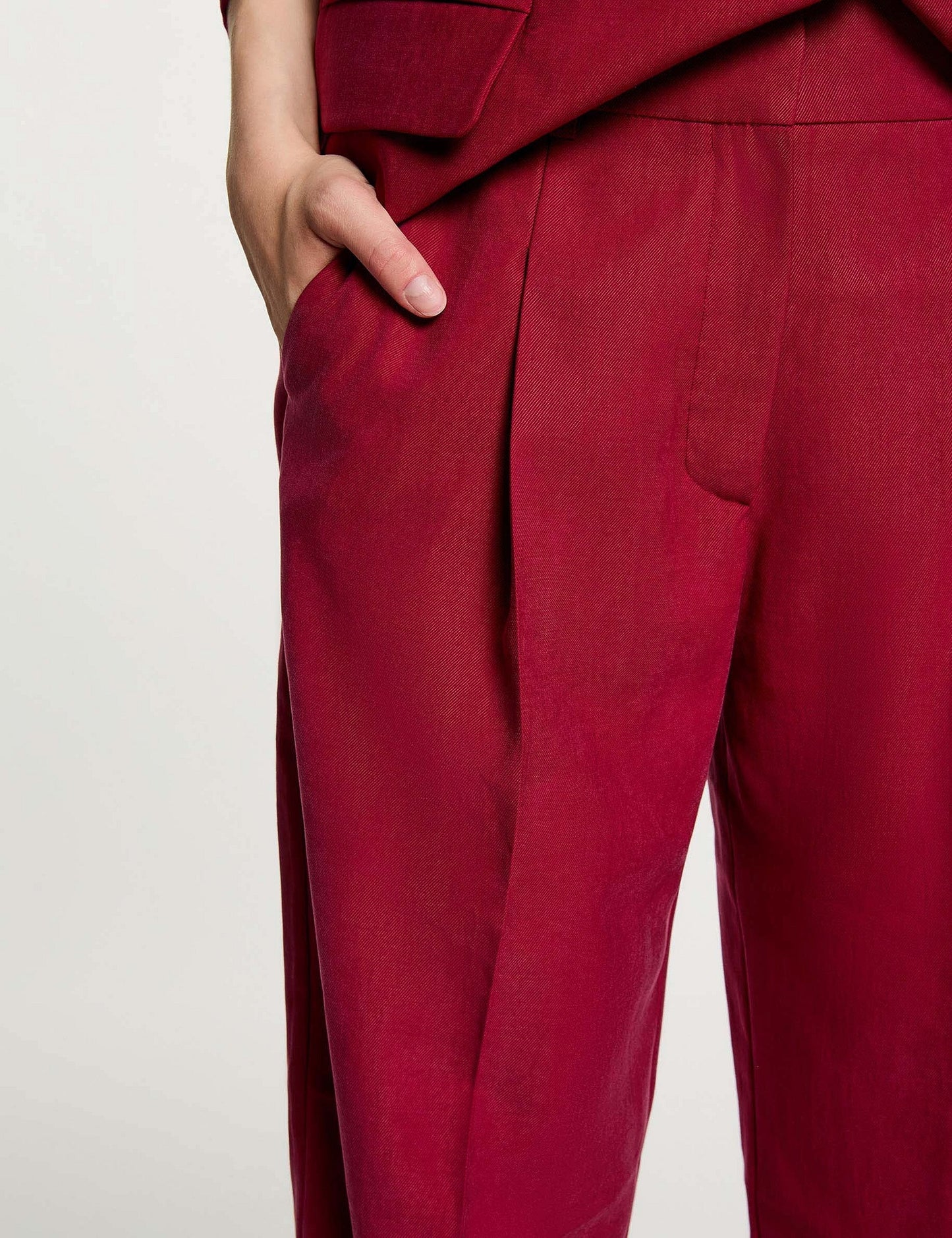 Hoge Taille Carrot Broek met Plooien