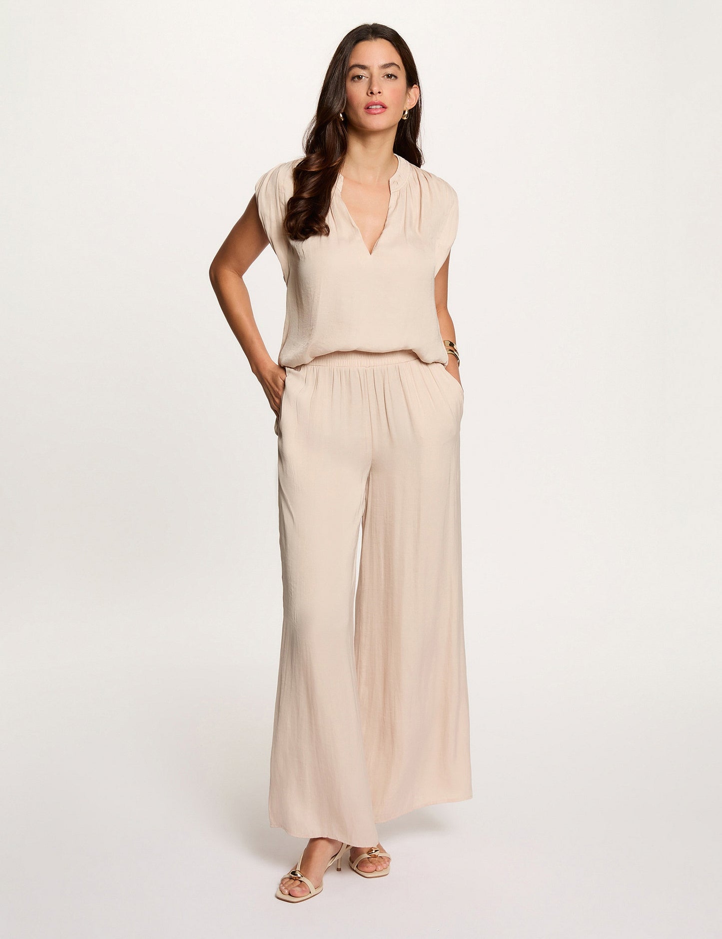 Satijnen Blouse met Korte Mouwen