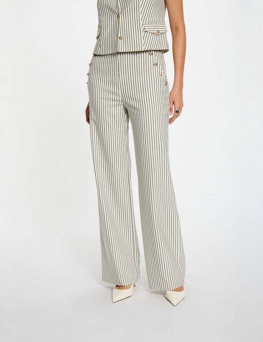 Gestreeepte Broek met Wijde Pijpen en Hoge Taille