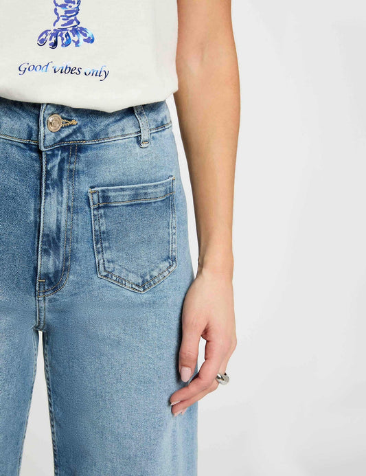 Wijde Pijpen Jeans met Hoge Taille