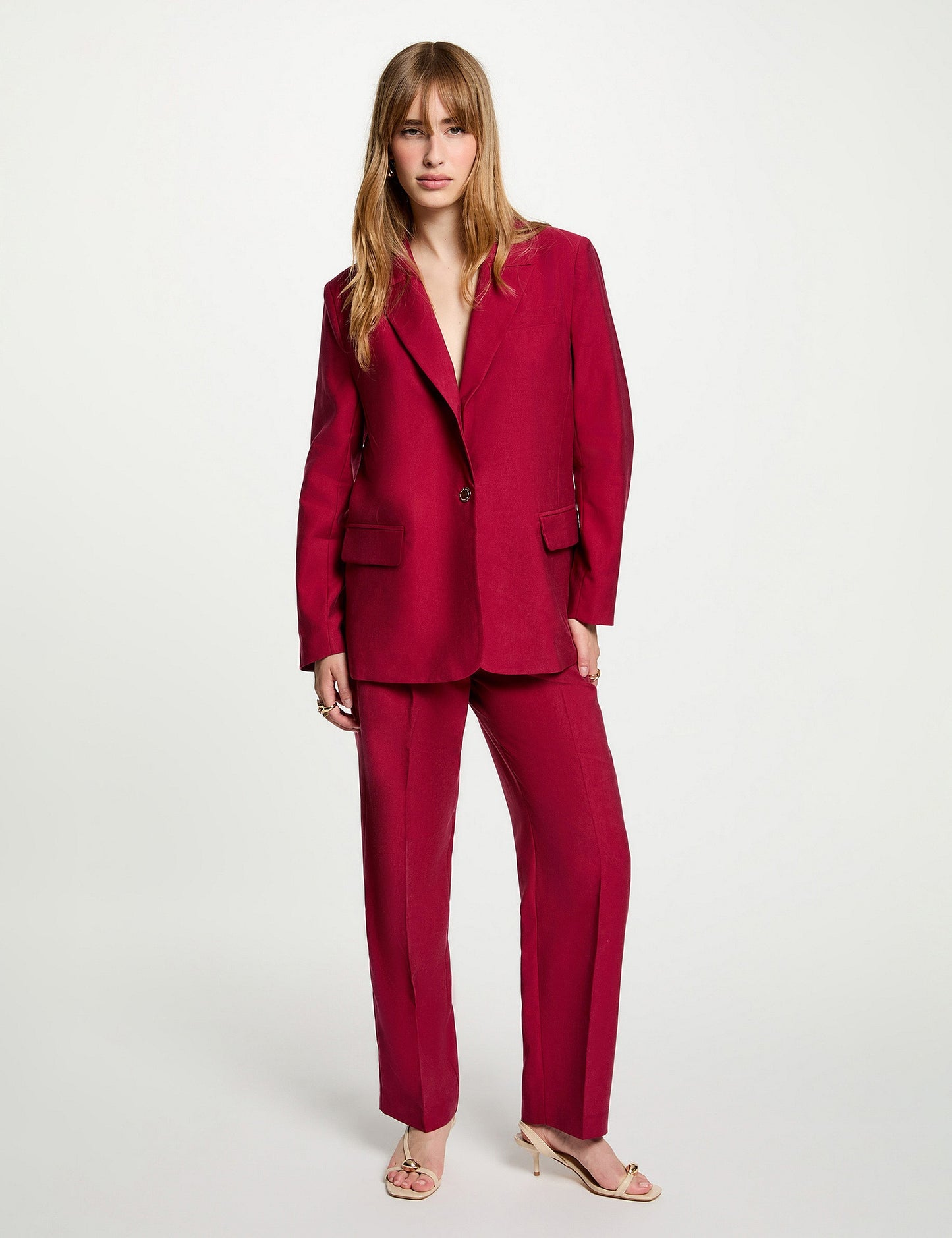 Rechtgesneden Blazer met Linnenlook