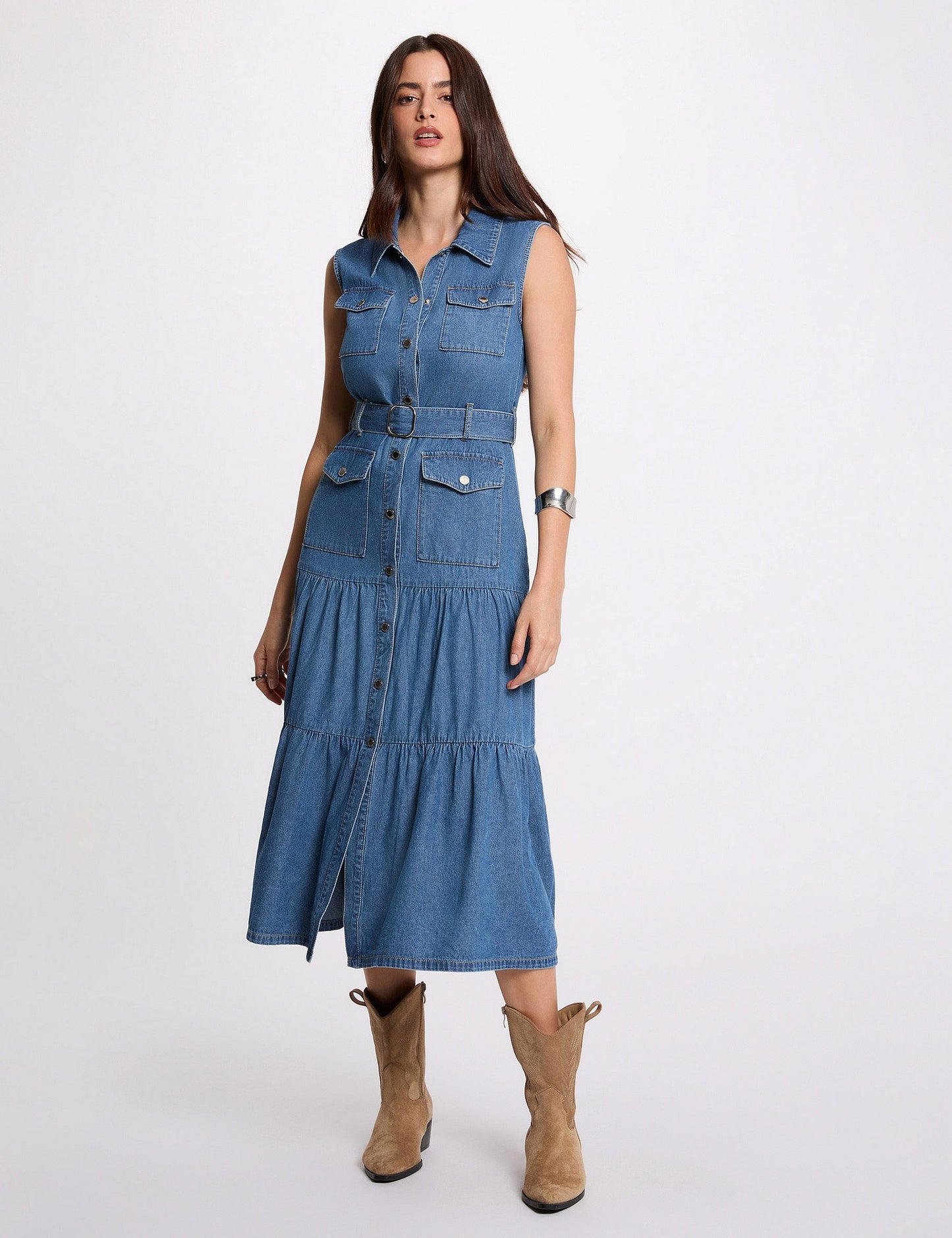 Maxi Denim Jurk met Rechte Pasvorm