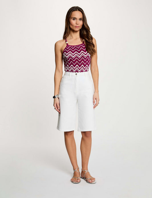 Top met Bustierhals en Chevronprint