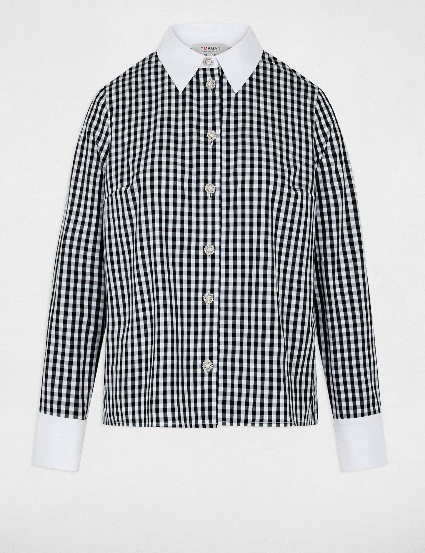 Geruit Blouse met Contrastkraag