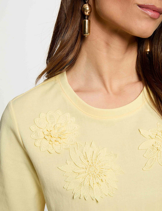 Recht T-shirt met Ronde Hals en Borduurwerk