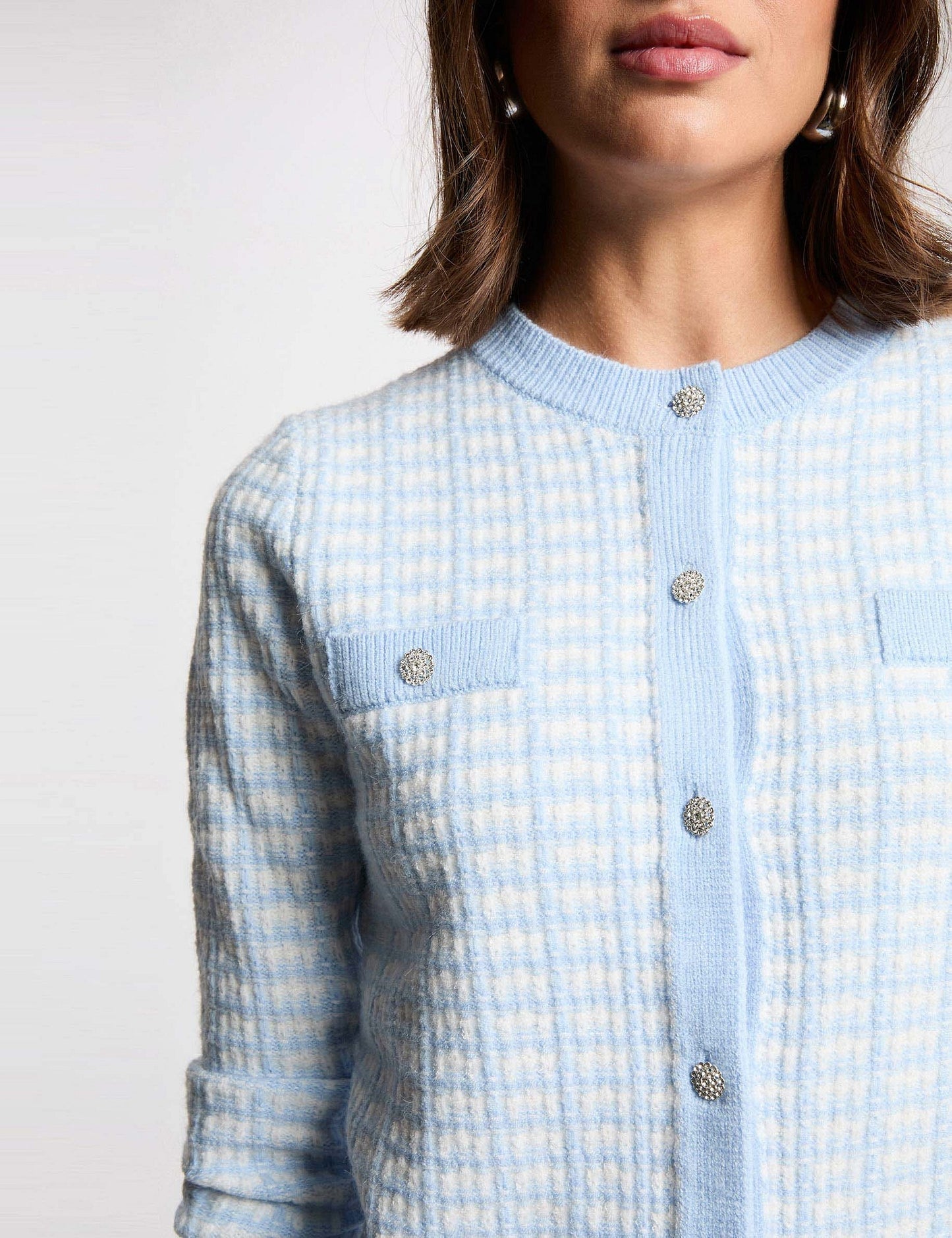 Getailleerd Jacquard Vest met Sierknopen