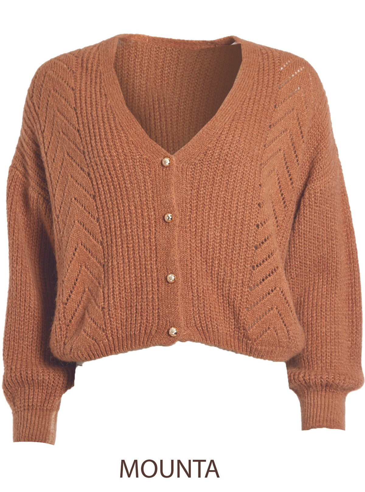 V-hals Cardigan met Wollige Textuur