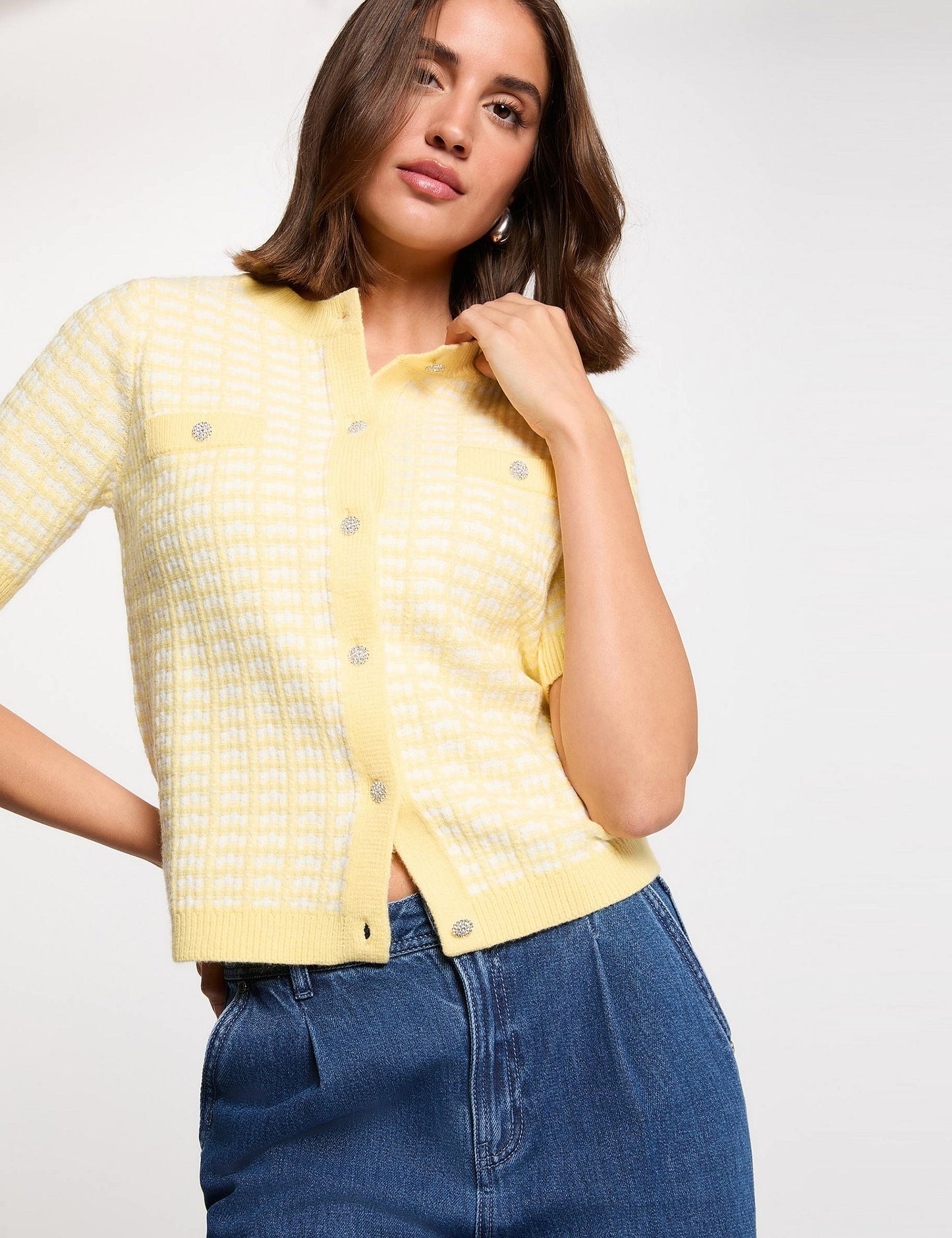 Kort Vest met Jacquard Print