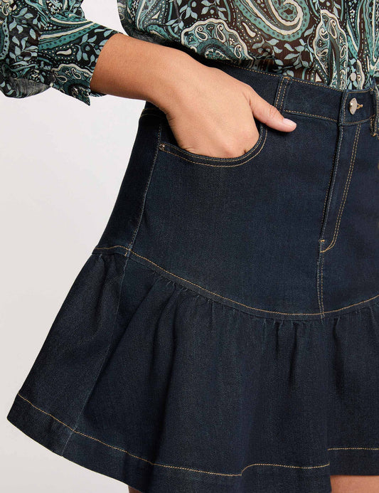 Korte Jeans Rok met Uitlopende Pasvorm