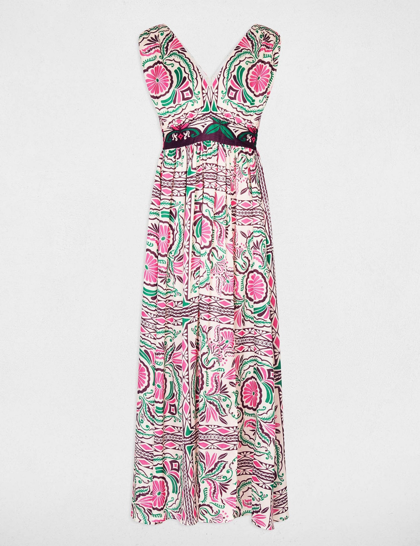 Lange Jurk met Print en Taille-uitsnijdingen