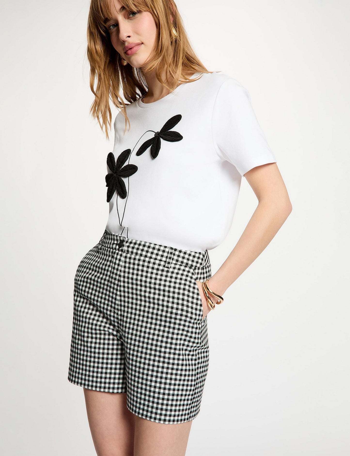 Short met Vichyruit en Hoge Taille