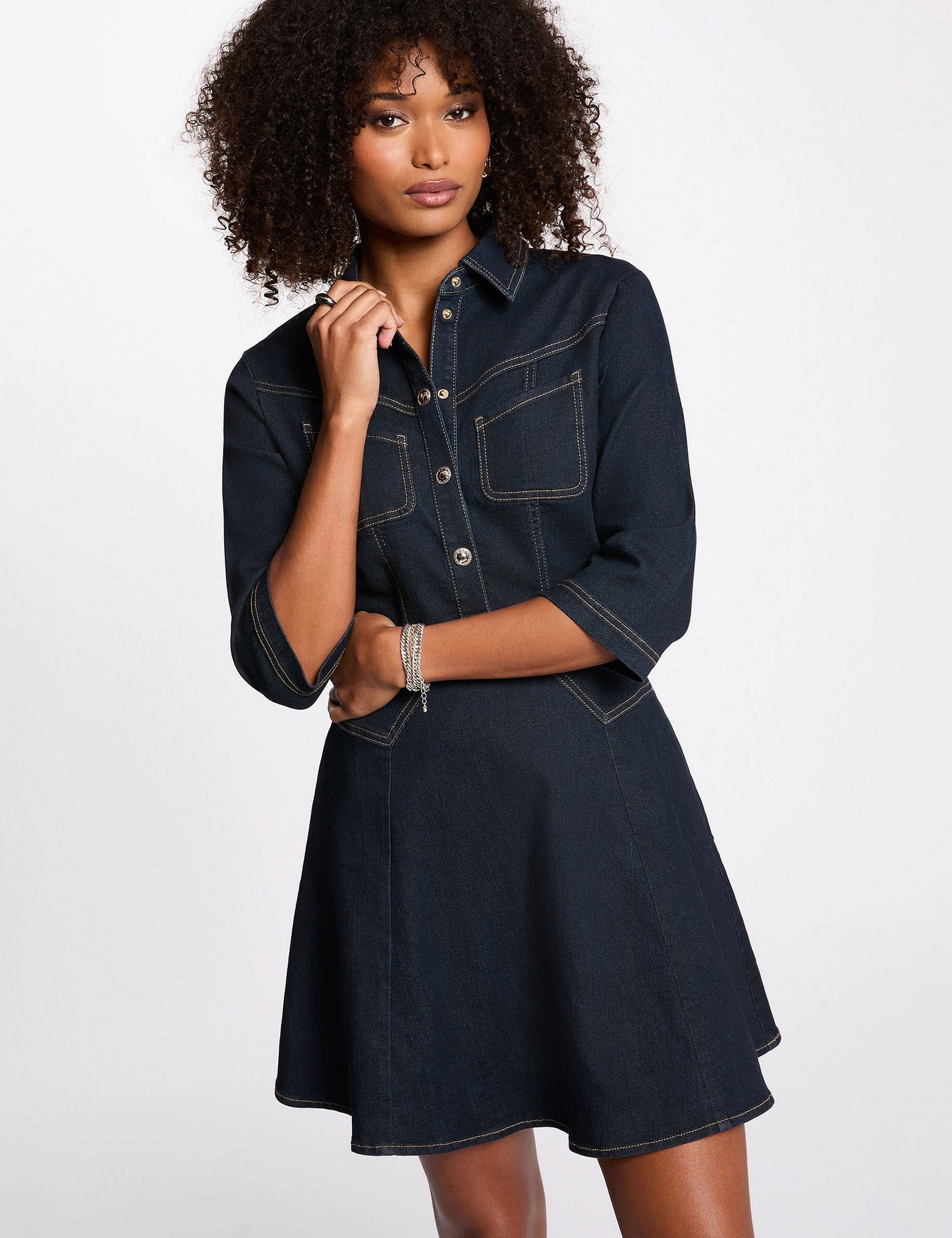 Korte Denim Jurk met Reverskraag