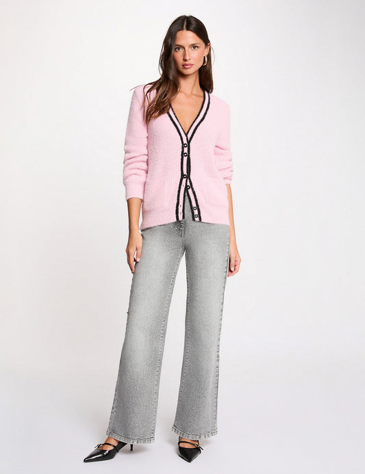 Tweekleurig Gebreid Gilet met V-hals