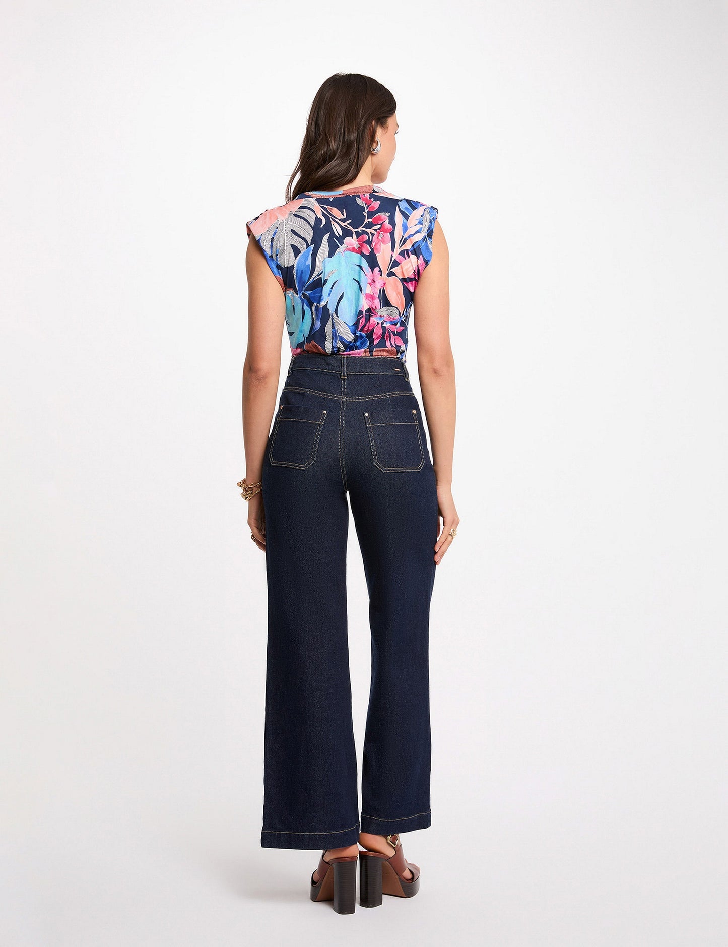 Mouwloze Fitted Top met Print