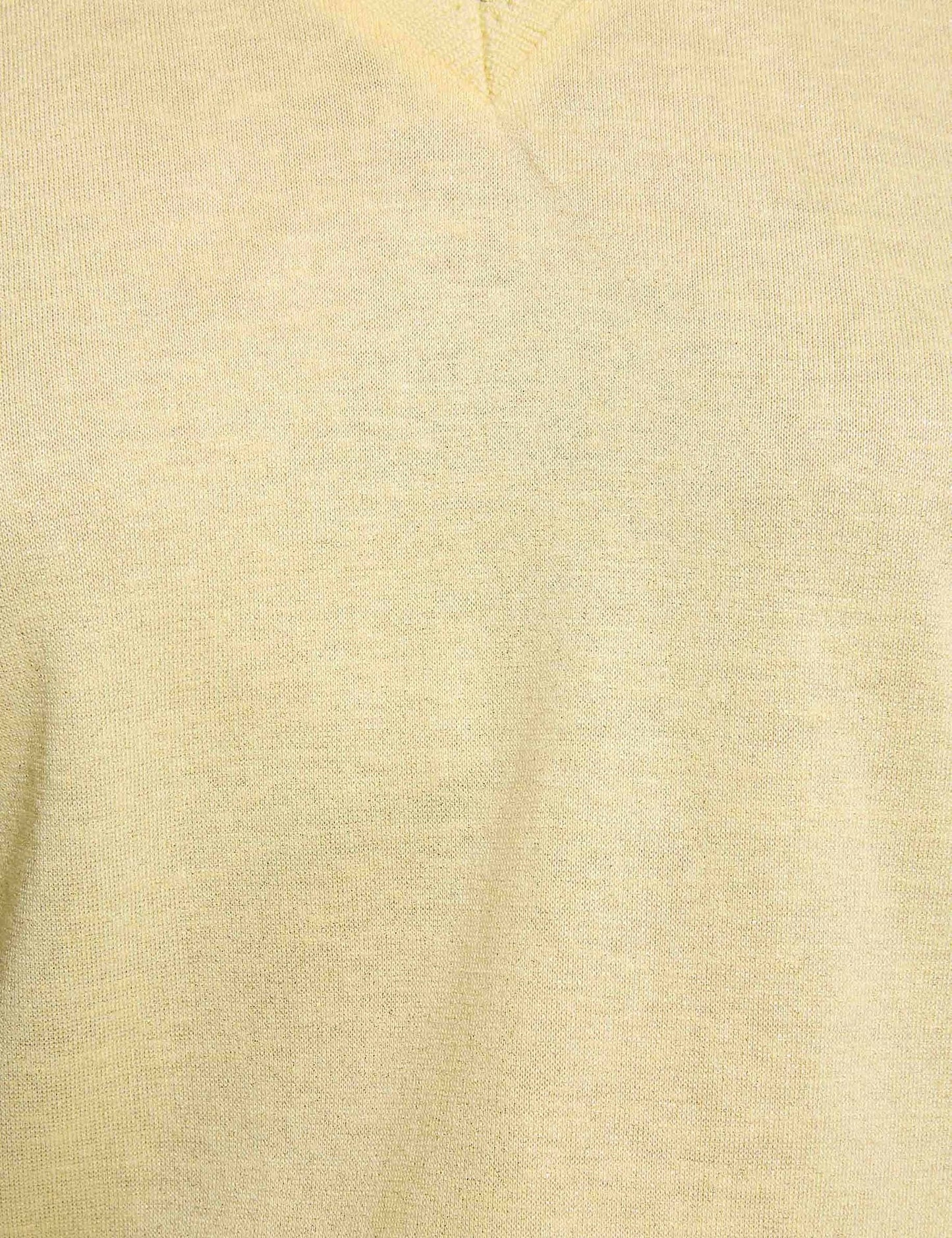 Recht T-shirt met V-hals en metallic afwerking