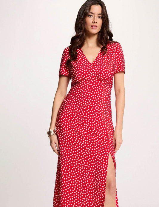 Midi Jurk met V-Hals en Split