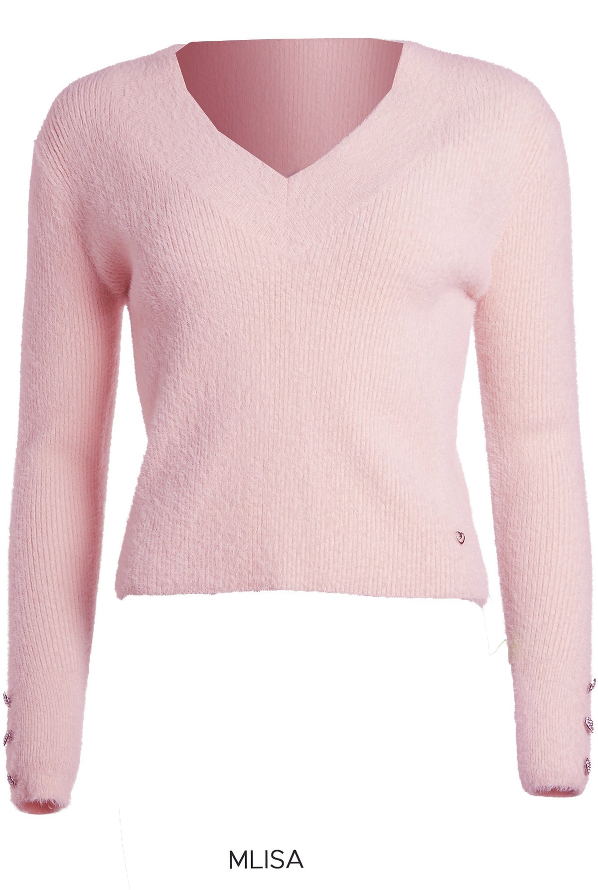 Trui met V-hals en Knoopdetails