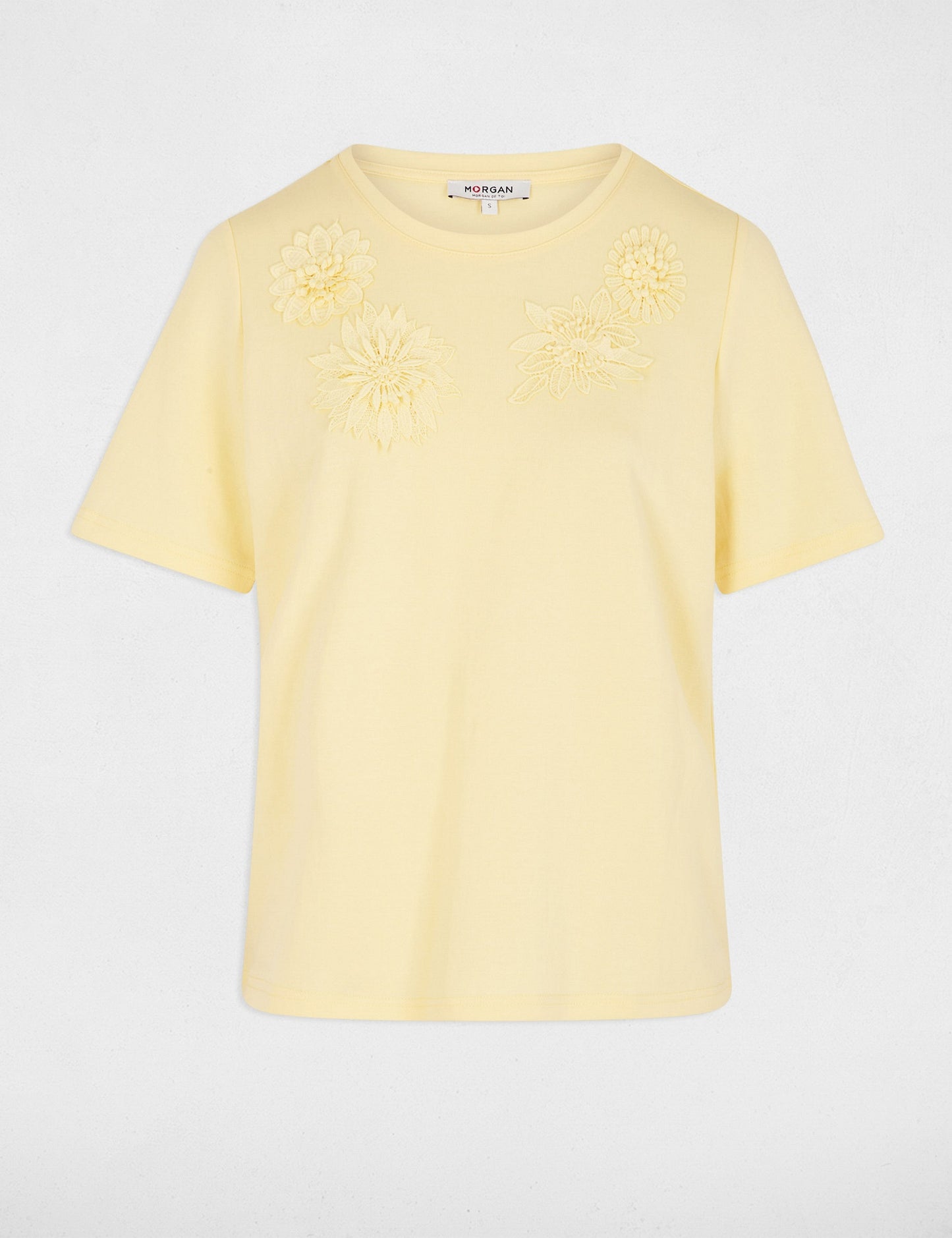 Recht T-shirt met Ronde Hals en Borduurwerk