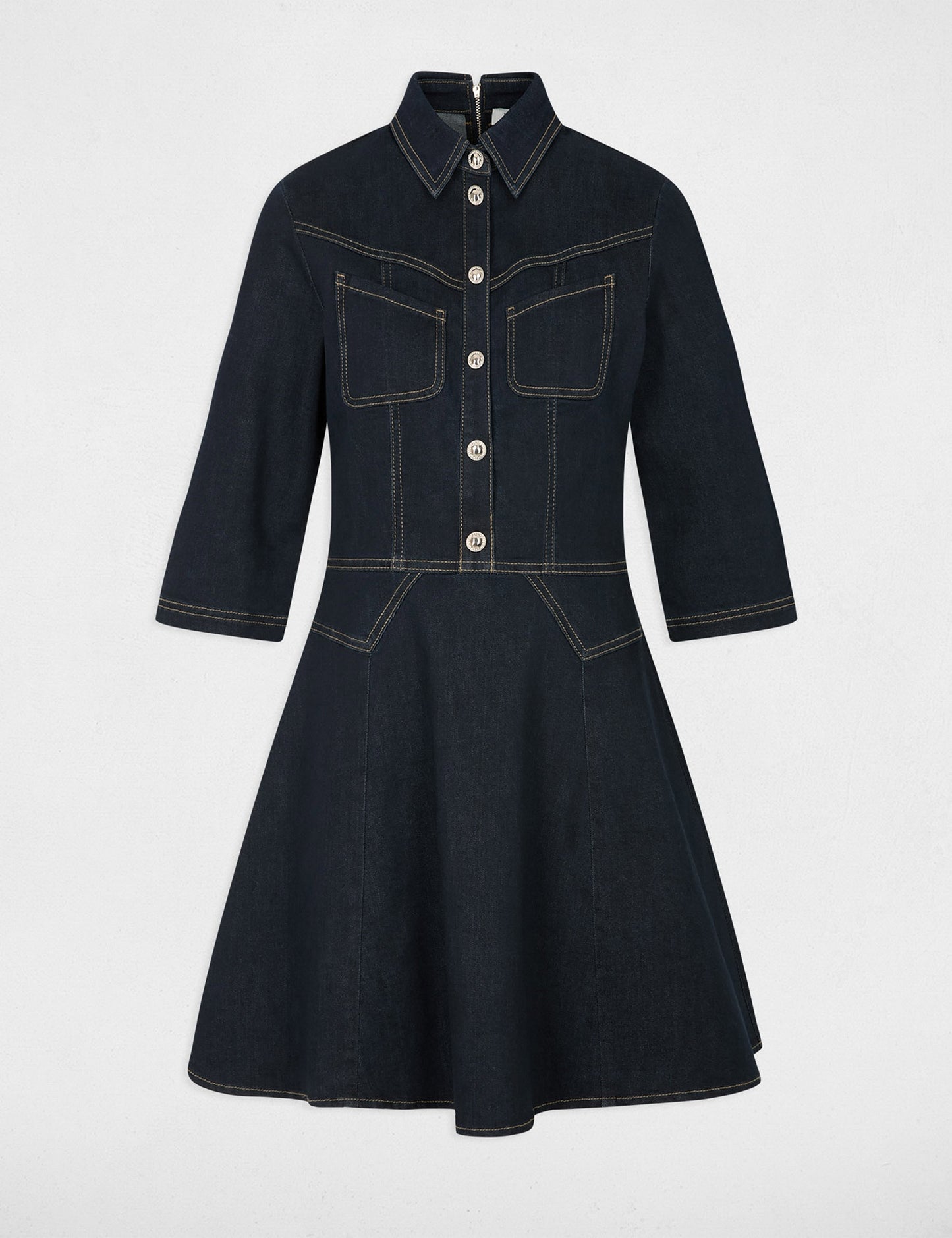 Korte Denim Jurk met Reverskraag