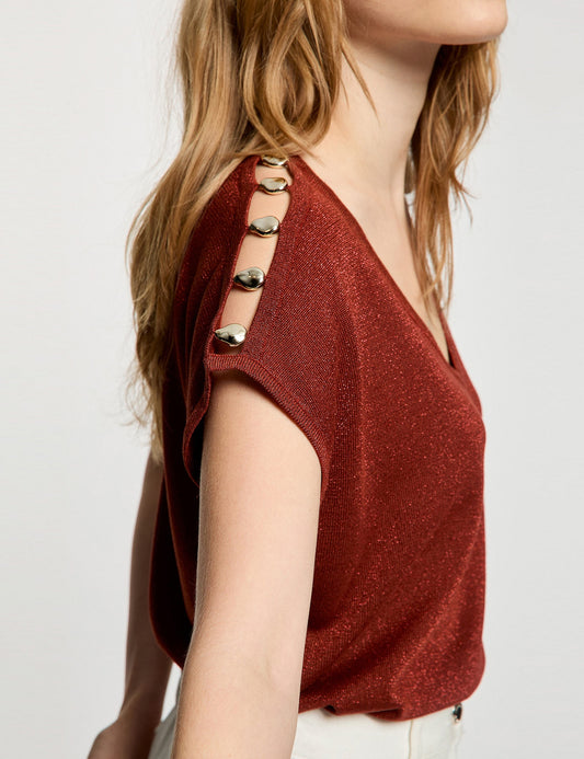 Oversized V-Hals Trui met Korte Mouwen